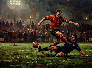 Netherlands vs USA Soccer Oil Painting