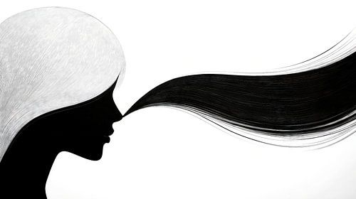 Vrouw die zwart haar ademt