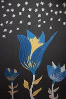 blue flowers under a starry sky