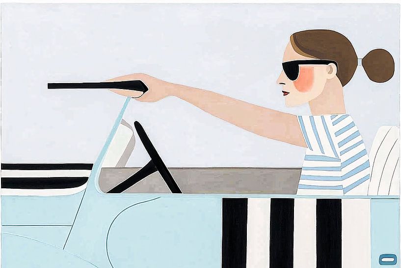 Femme dans une décapotable bleue par Imperial Art House