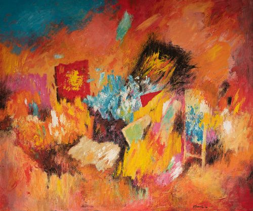 Een explosie van vorm en kleur - Acryl op doek - Hans Sturris