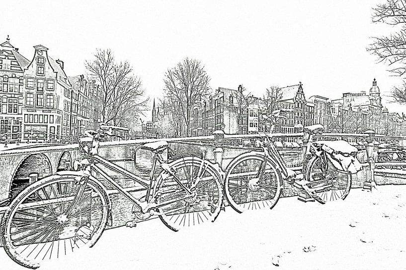Retro black and white photo of Amsterdam in the winter by Eye on You