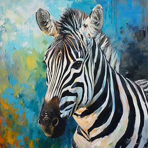 Zebra Portrait Afrika Wildnis Dynamik Malerei Struktur
