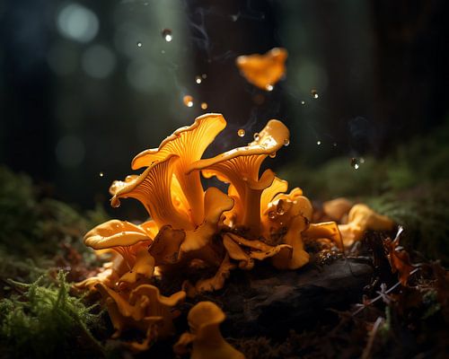 Cantharellen in het bos
