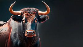 Bull with black background