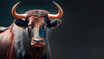 Stier met zwarte achtergrond van Mustafa Kurnaz