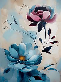 Azure Bloom and Crimson Kiss by Artistic