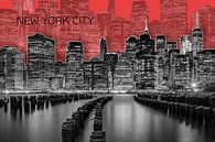 MANHATTAN Skyline | Graphic Art | red von Melanie Viola Miniaturansicht