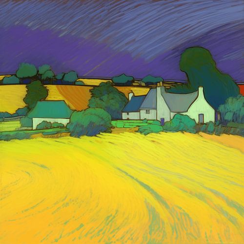 Landschap in van Gogh-stijl_vierkant