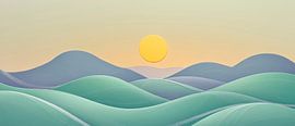 Douces collines dans la lumière du matin - Minimaliste sur Poster Art Shop