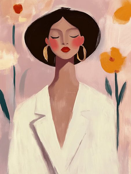Daydreamer, modern portrait in pastel colours by Carla Van Iersel