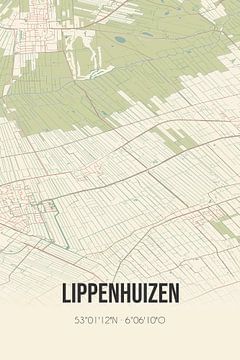 Vintage landkaart van Lippenhuizen (Fryslan) van MijnStadsPoster