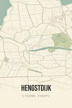 Vintage landkaart van Hengstdijk (Zeeland) van Rezona