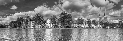 Lübeckse schilderswijk in zwart-wit .
