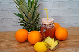 Tropical red lemonade in a glass