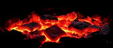 Glowing coals in the dark of night by Poster Art Shop