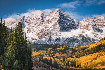 Maroon Bells Autumn Picture - Beautiful Colorado Rocky Mountains Wall Art - Photography Landscape Prints