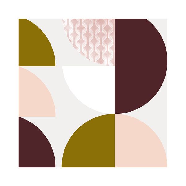 Cirkels - roze en mosterdgroen van Studio Malabar