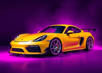 Porsche 718 Cayman GT4 Yellow Neon 2 by MIROKKU
