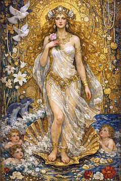 Illustratie van Aphrodite, godin van de liefde. van Galerij Hoppenbrouwers