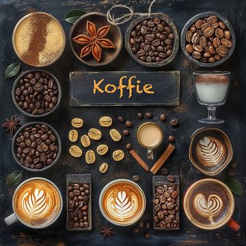 poster voor koffiebar of restaurant met focus op koffie van Margriet Hulsker