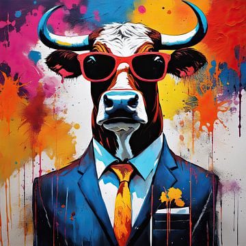 Pop-art Cow 06.8 sur Blikvanger Schilderijen