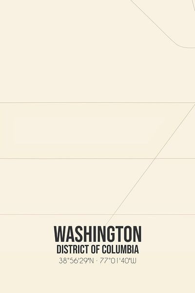 Vintage landkaart van Washington (District of Columbia), USA. van Stad & Wand
