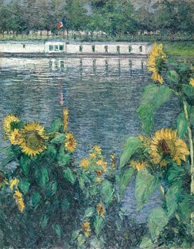 Sonnenblumen entlang der Seine, Gustave Caillebotte