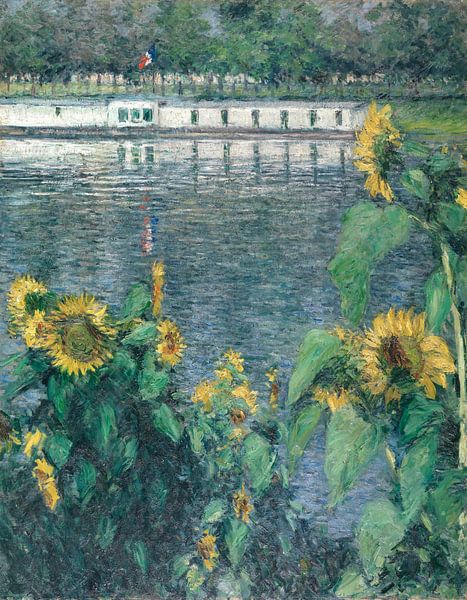 Sunflowers along the Seine, Gustave Caillebotte by Masterful Masters