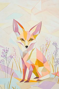 Geometric fox in soft colours by Poster Art Shop