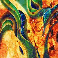 abstract painting yellow and green