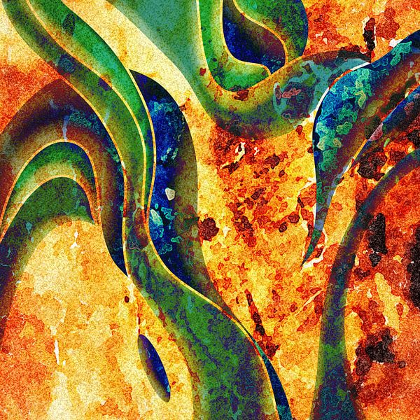 abstract painting yellow and green by Patricia Piotrak