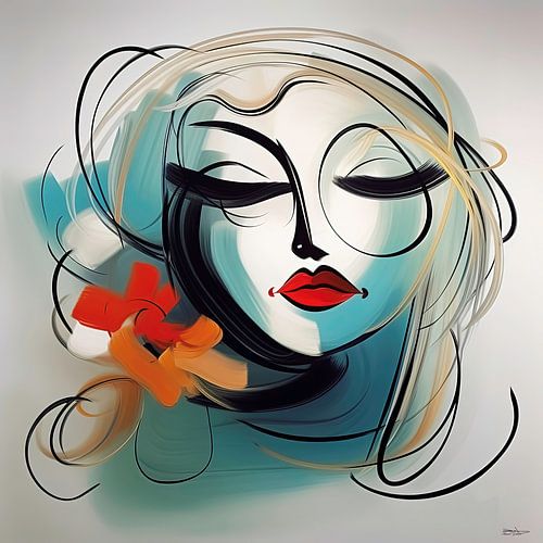 minimalistisch schilderij van een vrouw