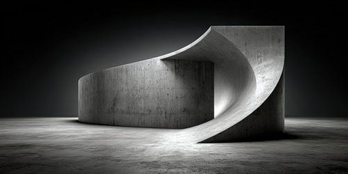 Gebogen betonnen mal in open ruimte