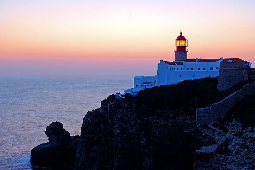 Lighthouse Cabo Vicente at sunset near Sagres by Eye on You