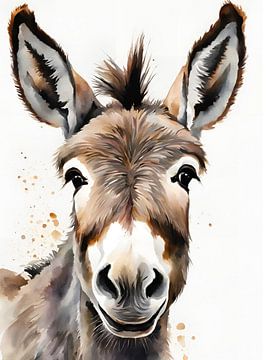 Donkey Aquarell by Ohkimiko