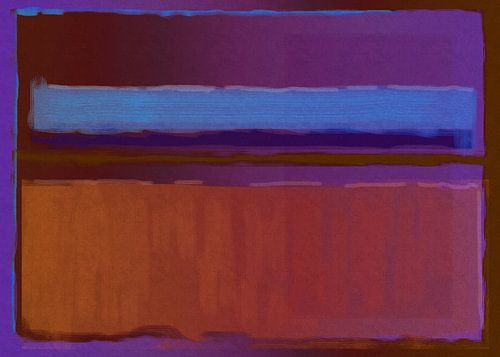 Abstract schilderij paars, blauw en oranje kleurvlakken