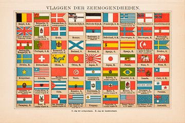 Kleurenlitho Vlaggen der Zeemogendheden van Studio Wunderkammer