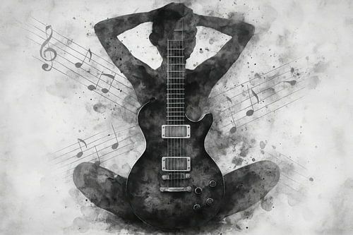 Silhouette assise avec guitare sur Art & Soul Creations