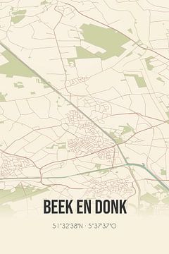 Vintage map of Beek en Donk (North Brabant) by Rezona