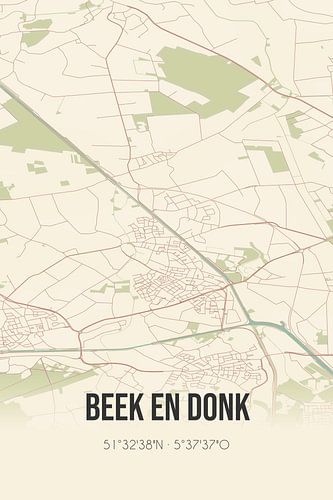 Vintage landkaart van Beek en Donk (Noord-Brabant)