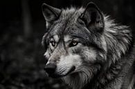 Detailed portrait of a wolf in forest by Art & Soul Creations thumbnail
