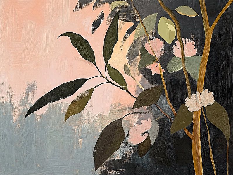 Flowers Black Pink | Soft Petals Edge by Wonderful Art