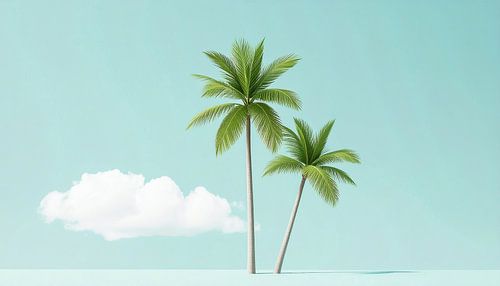 Retro vintage palmbomen met wolken