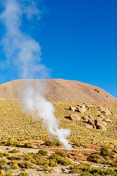 Paysage avec les geysers d'El Tatio dans les Andes, au Chili, en Amérique du Sud. sur WorldWidePhotoWeb