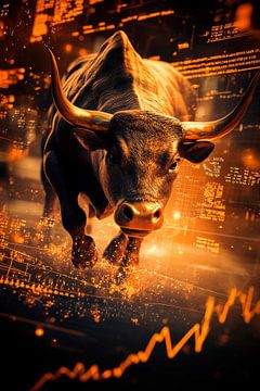 Bulle vor Finanzgrafik – Dynamisch von Poster Art Shop