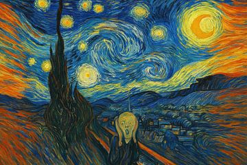 Ausdrucksstarke Figur unter rotierenden Sternen von Imperial Art House