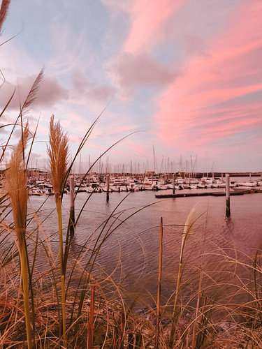 A rosy evening tranquillity at the sailing harbour