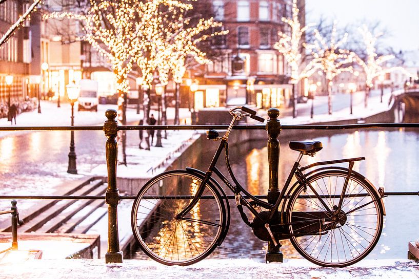 Leiden winter vanaf de Korenbeurs van Frans Nijssen