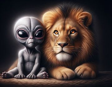 Alien ontmoet een leeuw van Ans Bastiaanssen